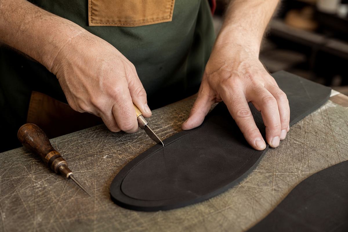 Cutting a replacement rubber sole